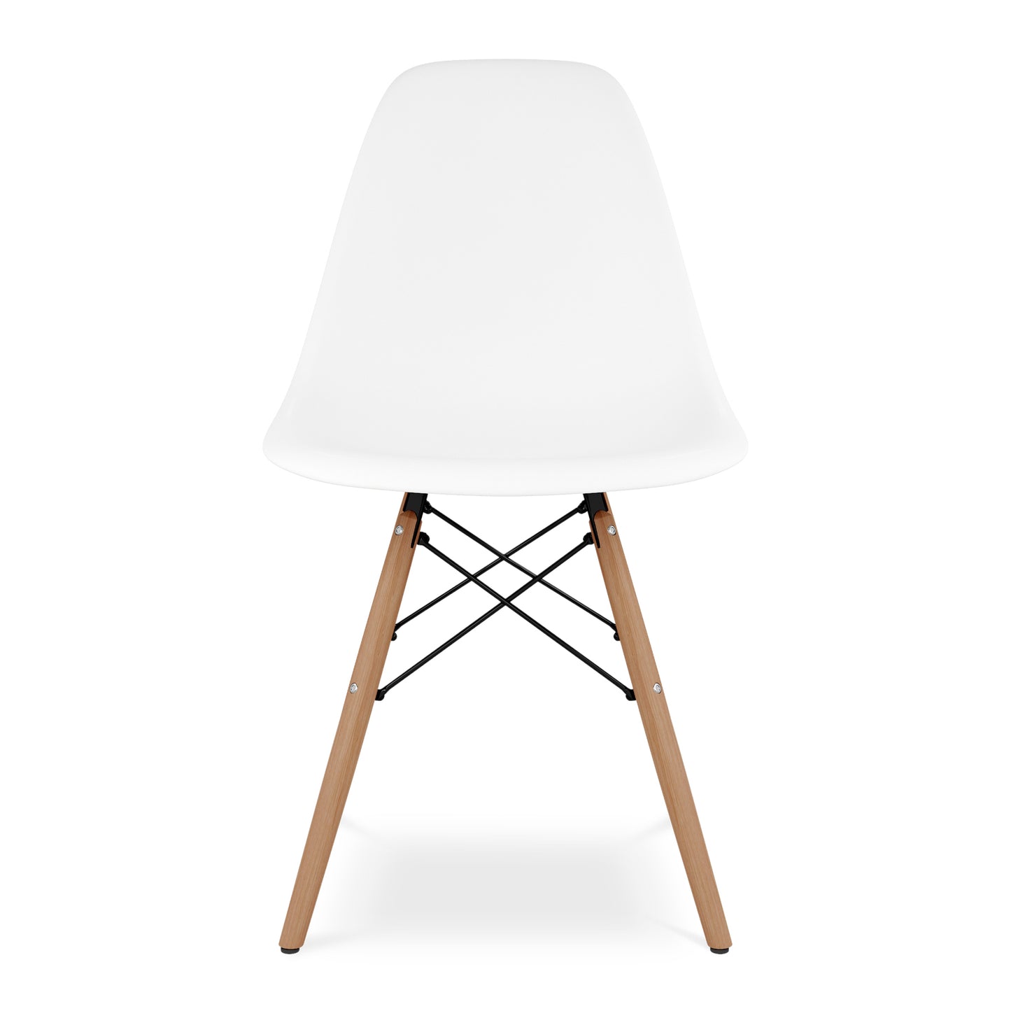 Tulip 42" Fiberglass Dining Table & Wood Leg Chairs Set, White