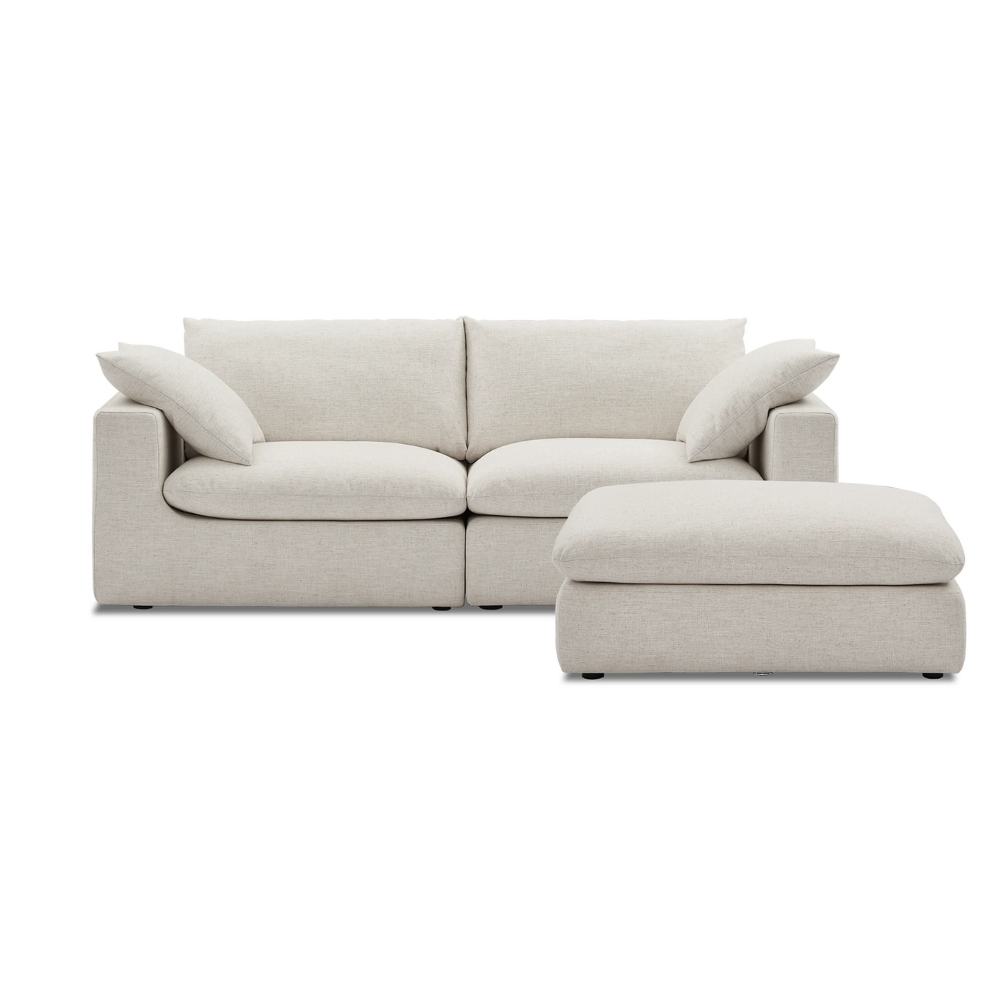 Duke 84" Deep Seat Sectional Sofa With Ottoman, 2 Seater, White