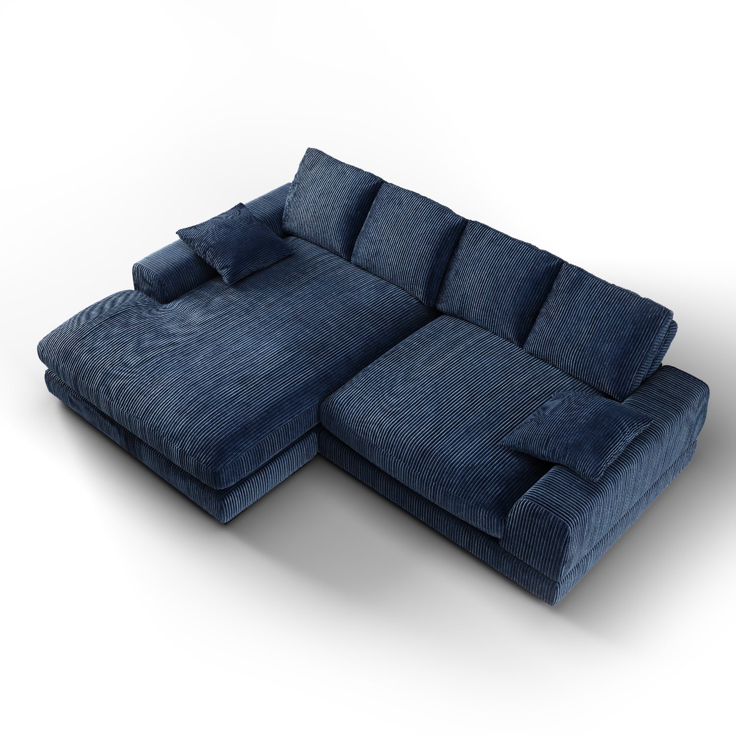 Aurelle Home 106" Reversible Contemporary Deep Seat Sectional Sofa, Navy Blue