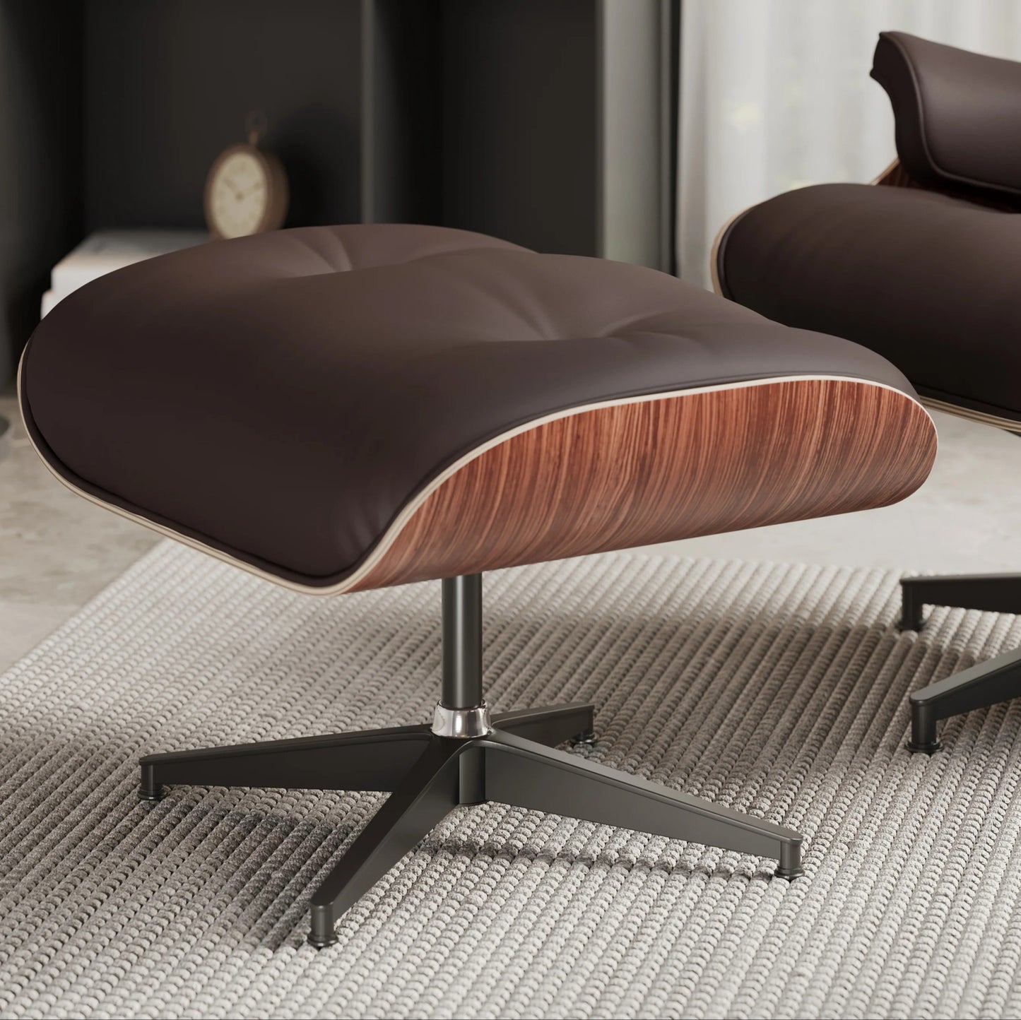 Vita Leather Lounge Chair & Ottoman, Brown