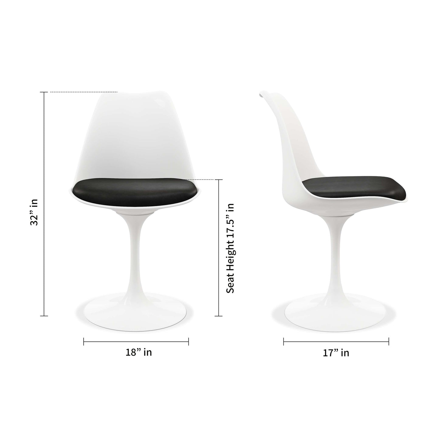 Tulip Swivel Side Chair, Black