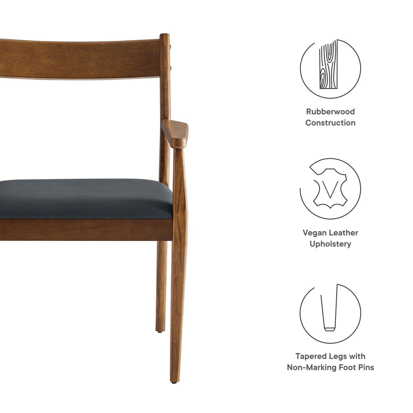 Jaiden Leather Dining Chair, Walnut