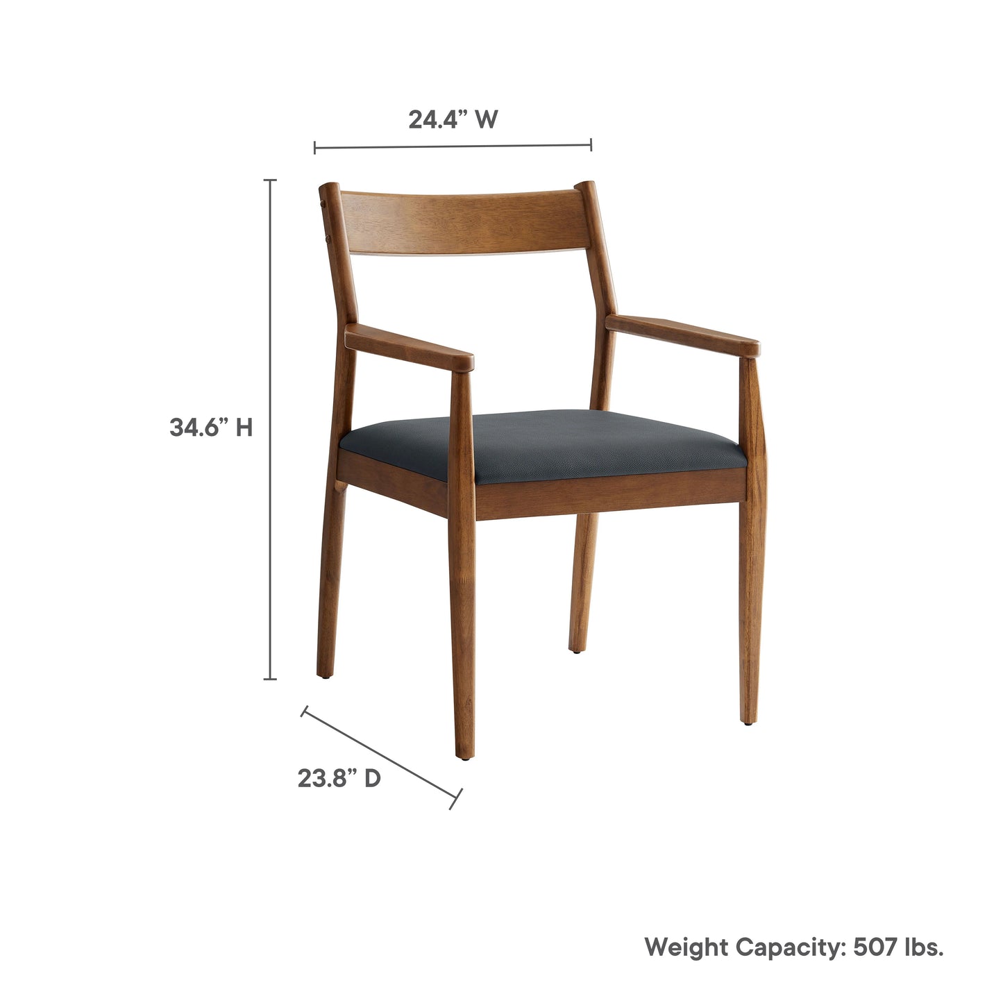 Jaiden Leather Dining Chair, Walnut
