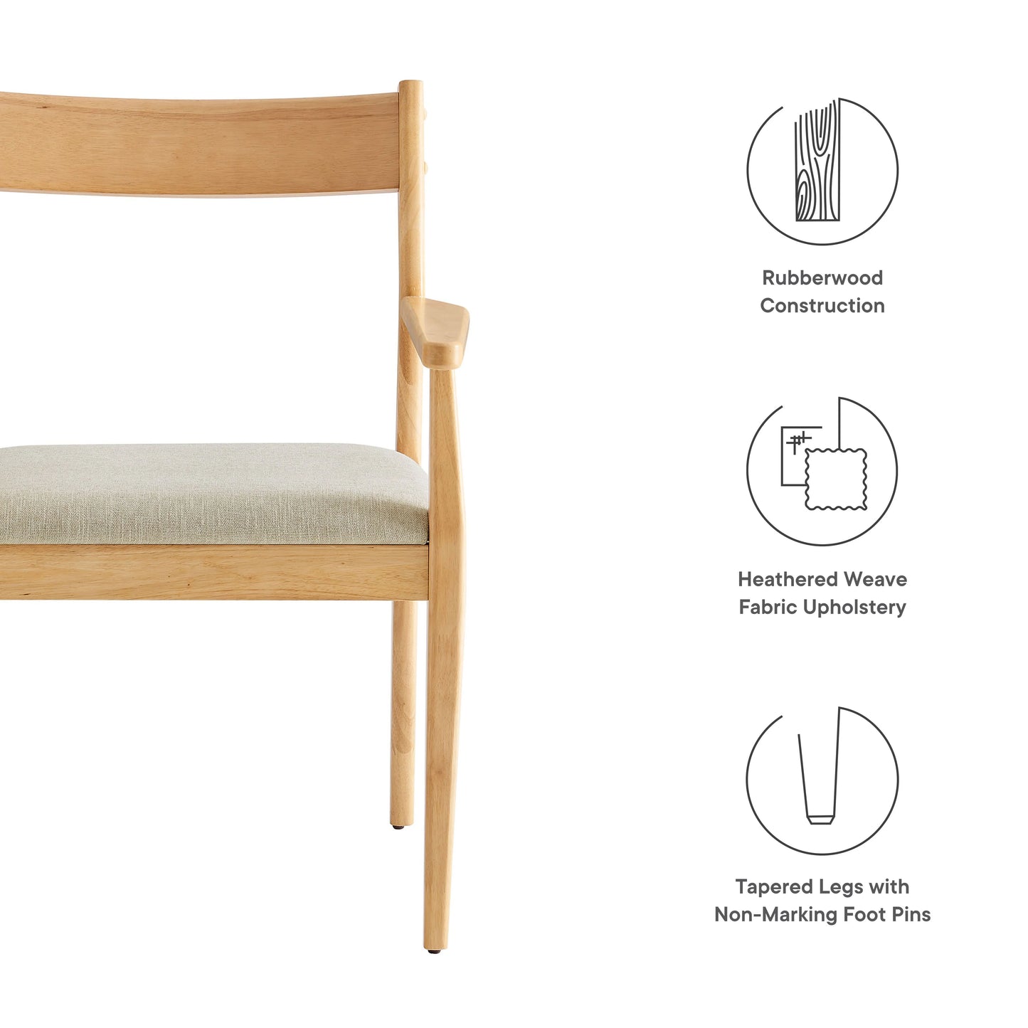 Jaiden Fabric Dining Chair, Natural