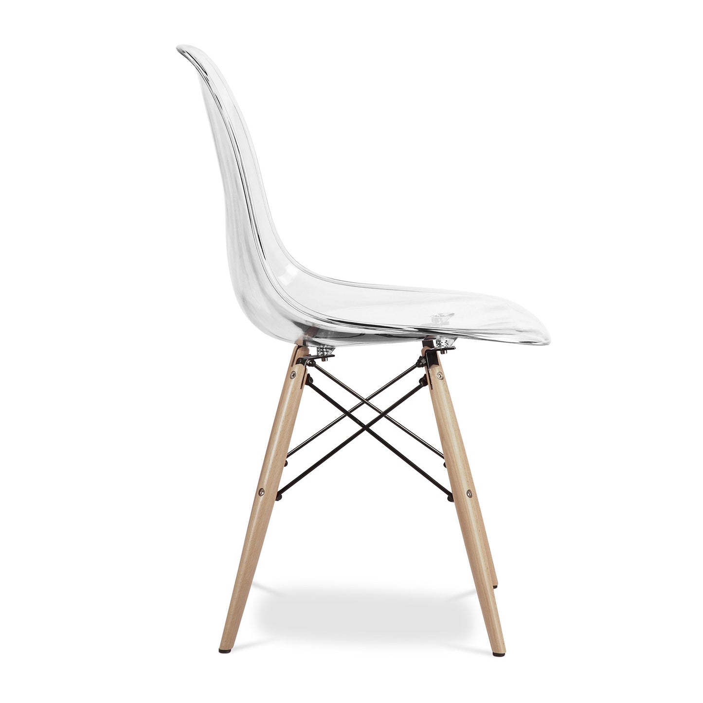 Eiffel Chair With Wood Legs, Clear