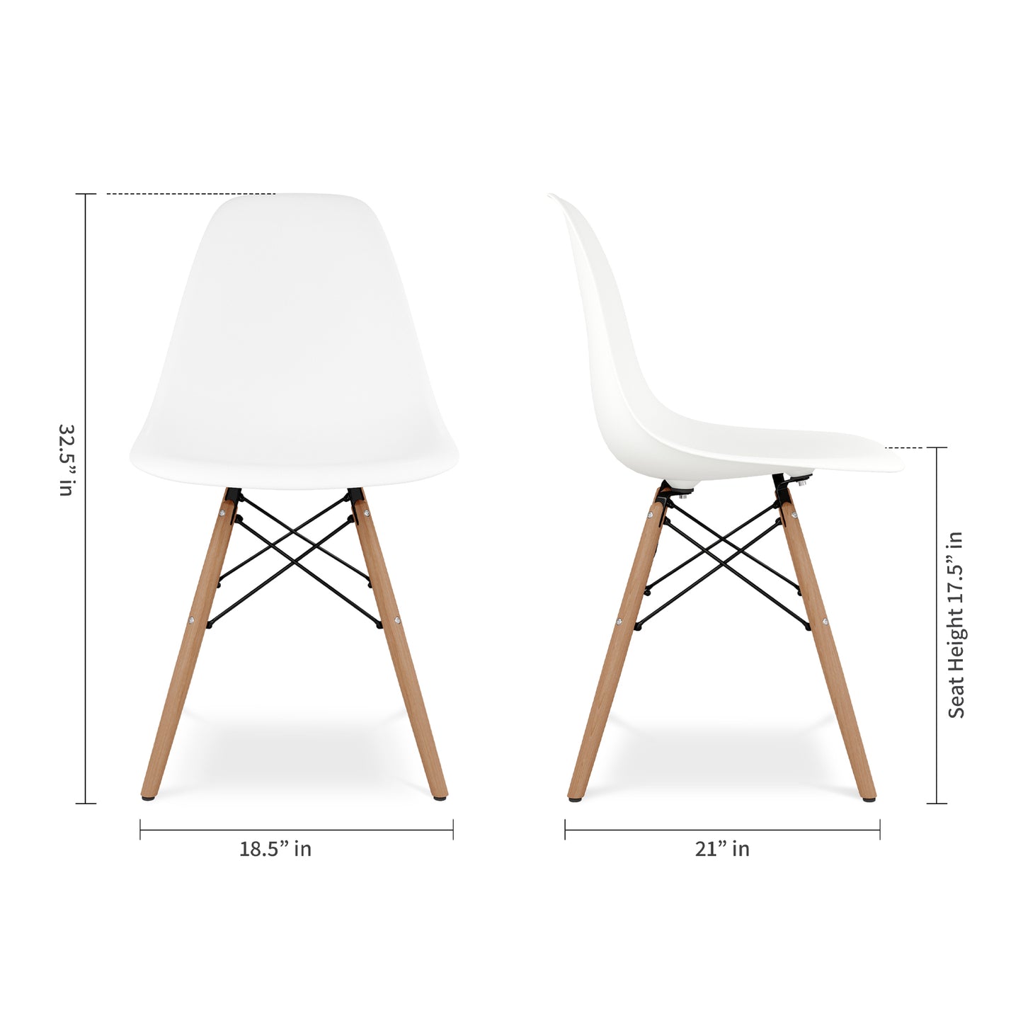 Eiffel Chair With Wood Legs, White