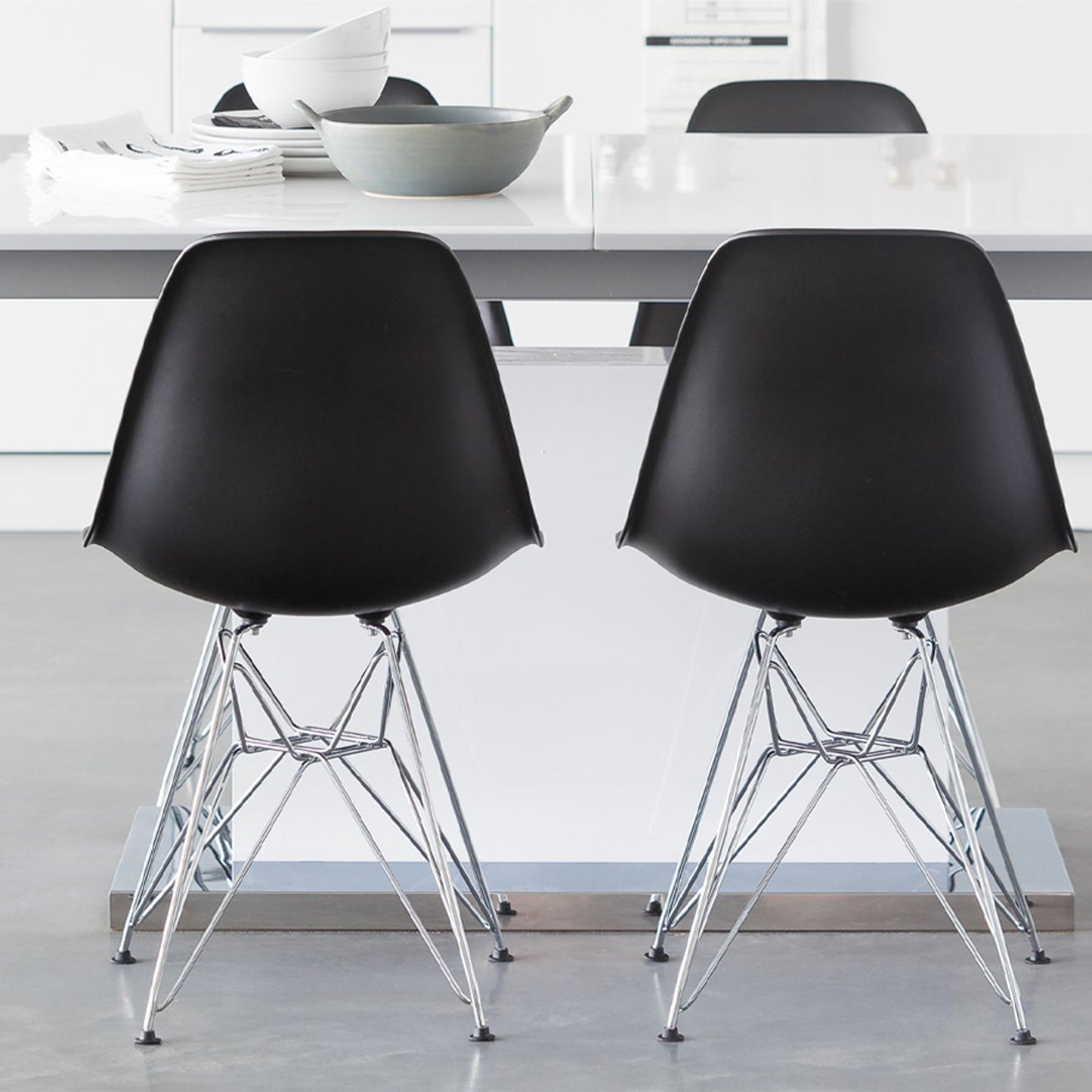 Eiffel Chair With Steel Legs, Black
