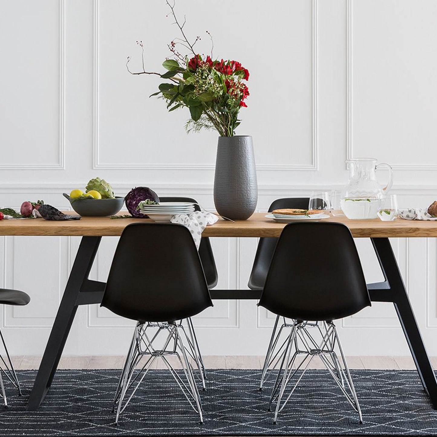 Eiffel Chair With Steel Legs, Black