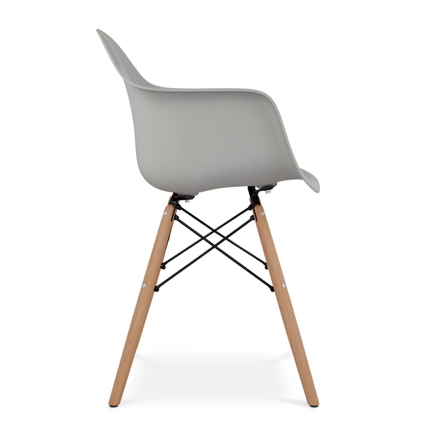 Eiffel Armchair With Wood Legs, Gray
