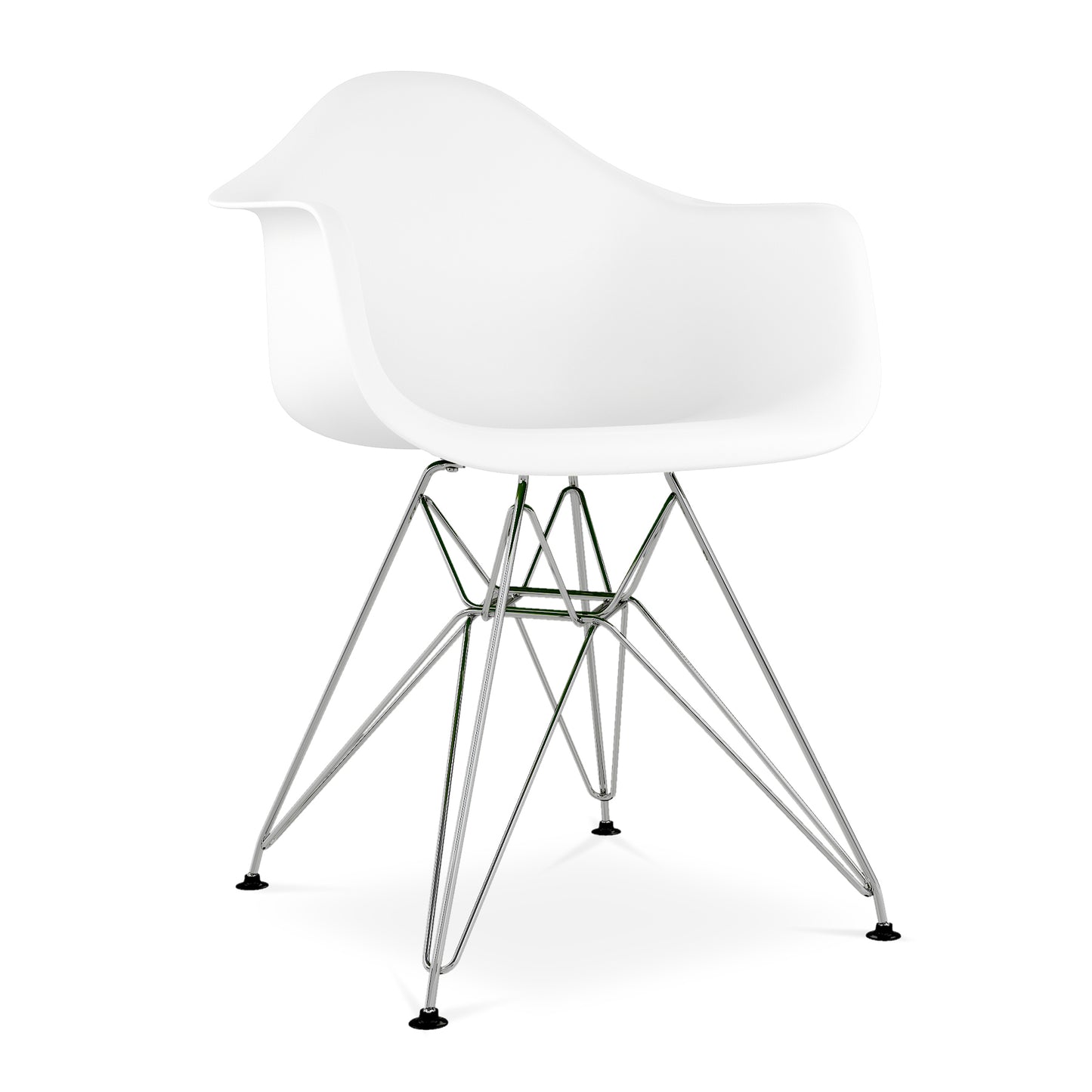 Eiffel Armchair With Steel Legs, White