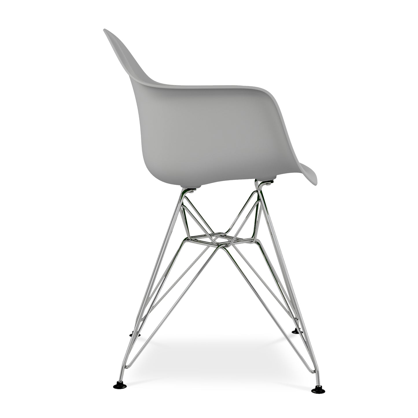 Eiffel Armchair With Steel Legs, Gray