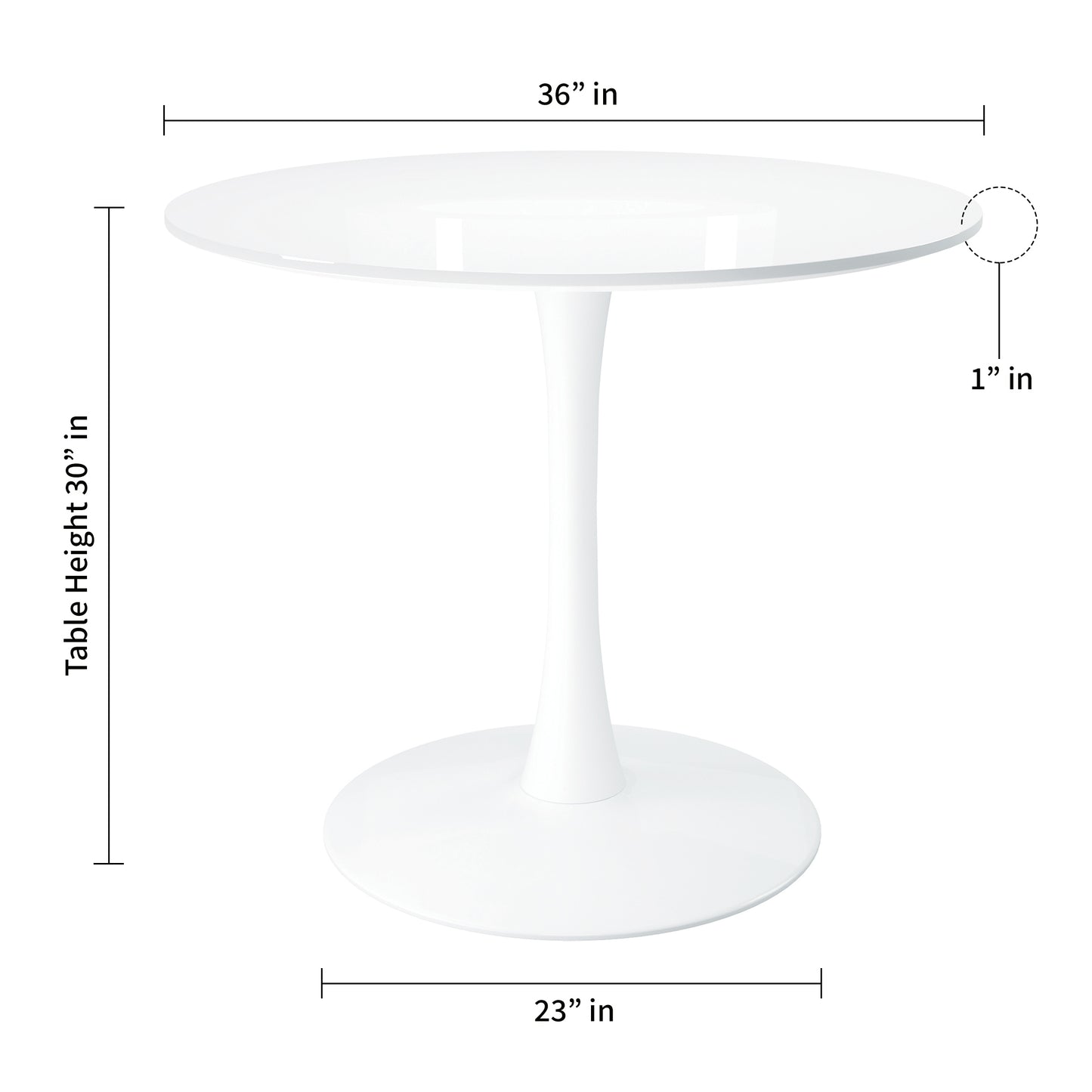 Tulip 36" Round Wood Dining Table Set, Gray