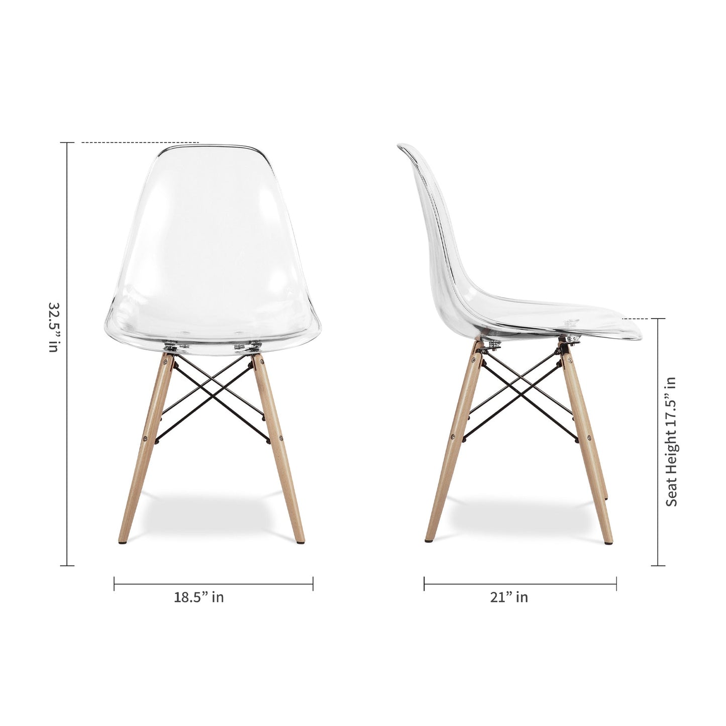 Tulip 36" Round Wood Dining Table Set, clear
