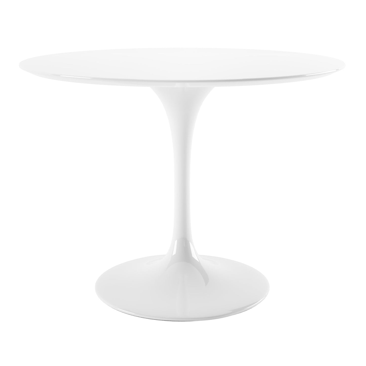 Tulip 42" Fiberglass Dining Table & Wood Leg Chairs Set, White