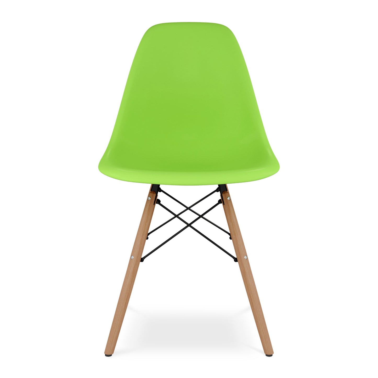 Tulip 42" Fiberglass Dining Table & Wood Leg Chairs Set, Green