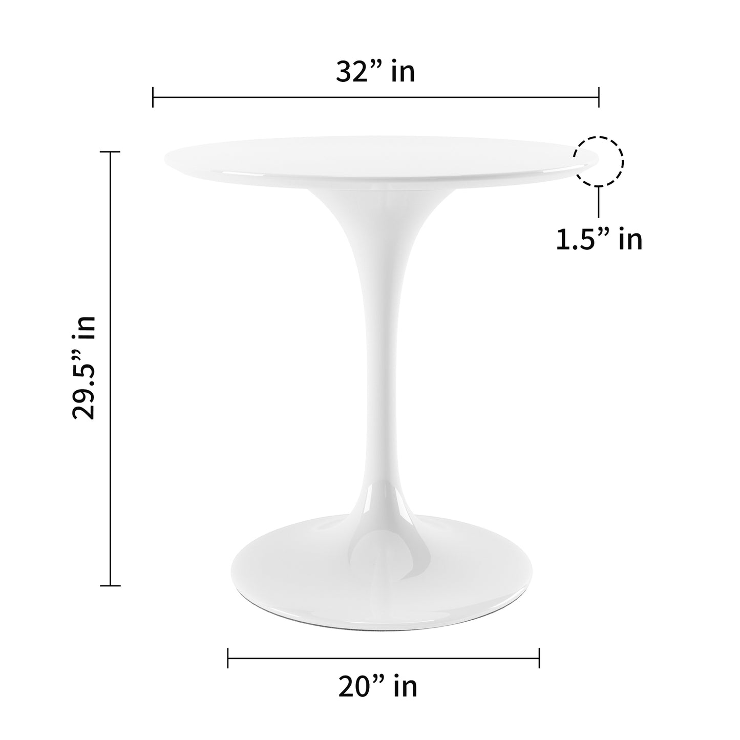Tulip 32" Fiberglass Dining Table & Wood Leg Chairs Set, Black