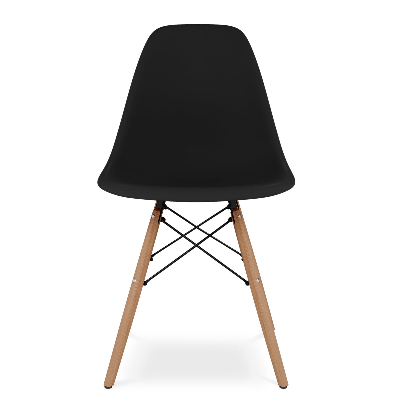 Tulip 32" Fiberglass Dining Table & Wood Leg Chairs Set, Black