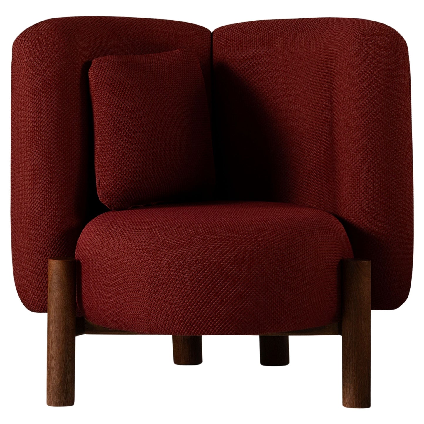 Cami Chair with rounded upholstered backrest and eucalyptus legs