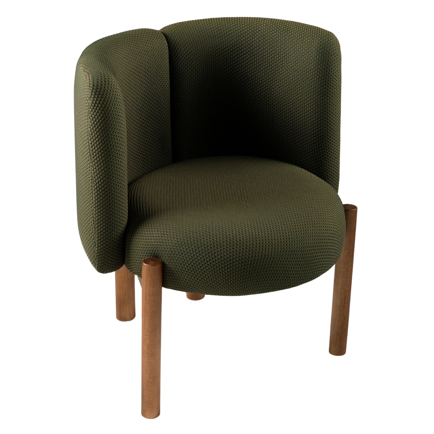 Renzo Chair with fabric seat and semi-gloss eucalyptus wood legs