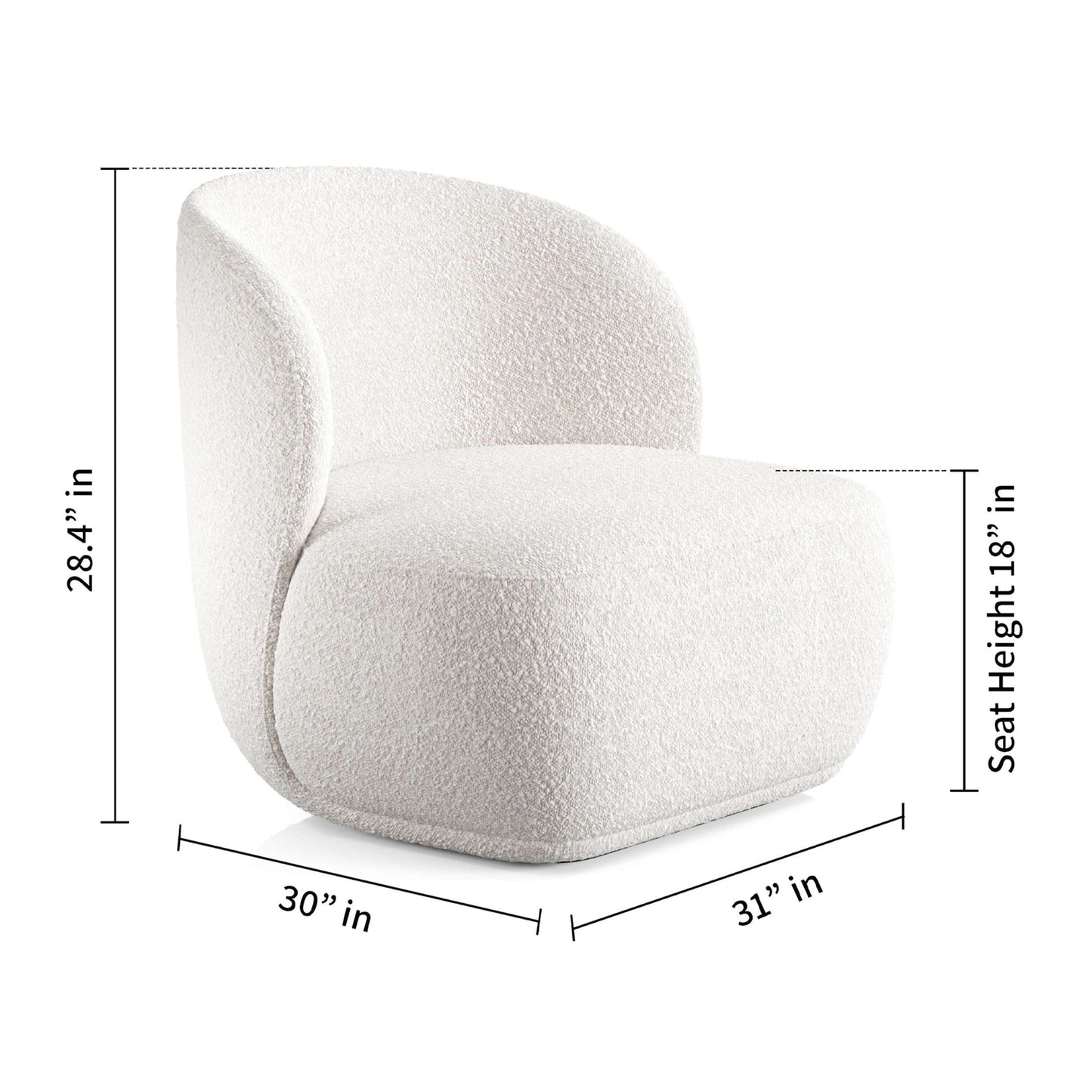 Tuva Lounge Chair, White Boucle