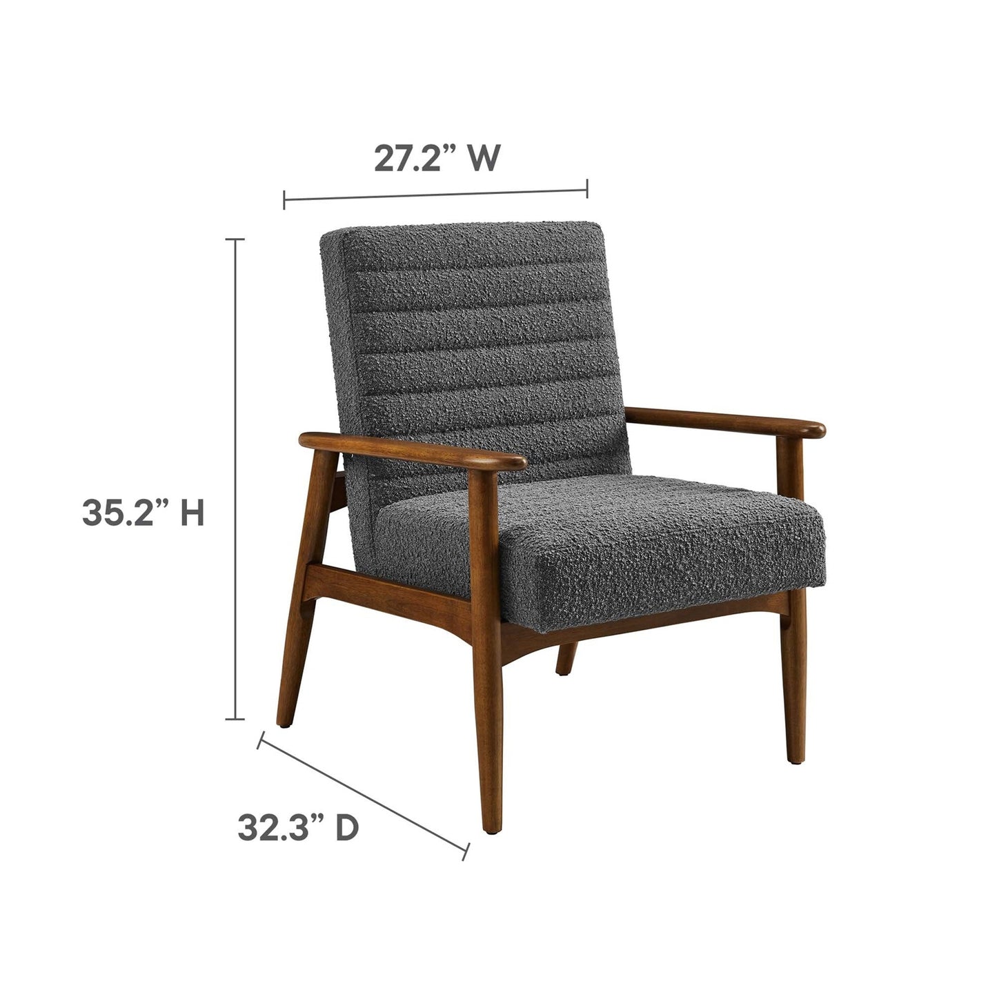 Zain Boucle Lounge Chair, Charcoal