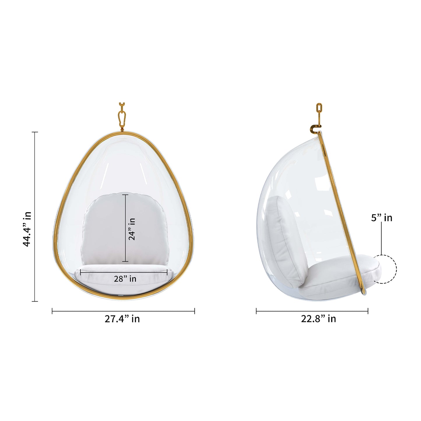 Scoop Hanging Chair With Stand, Gold
