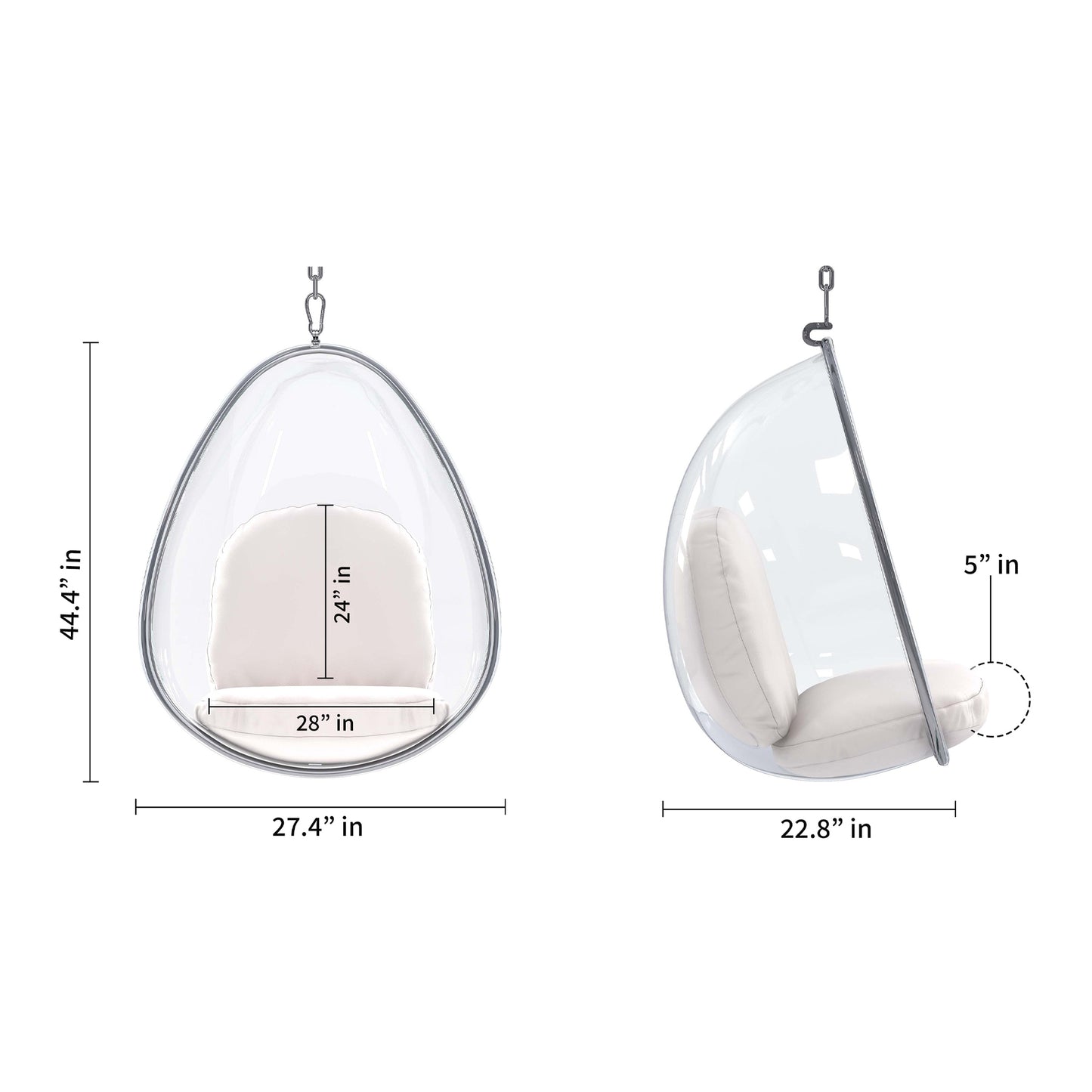 Scoop Hanging Chair, White