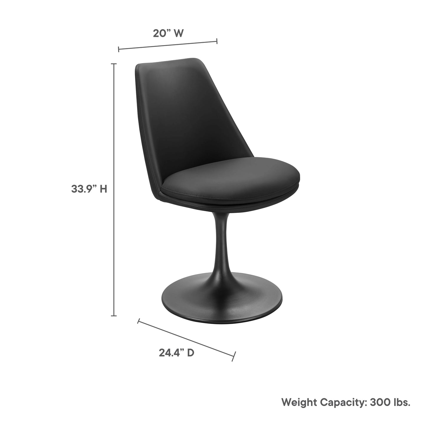 Rose Swivel Side Chair, Black