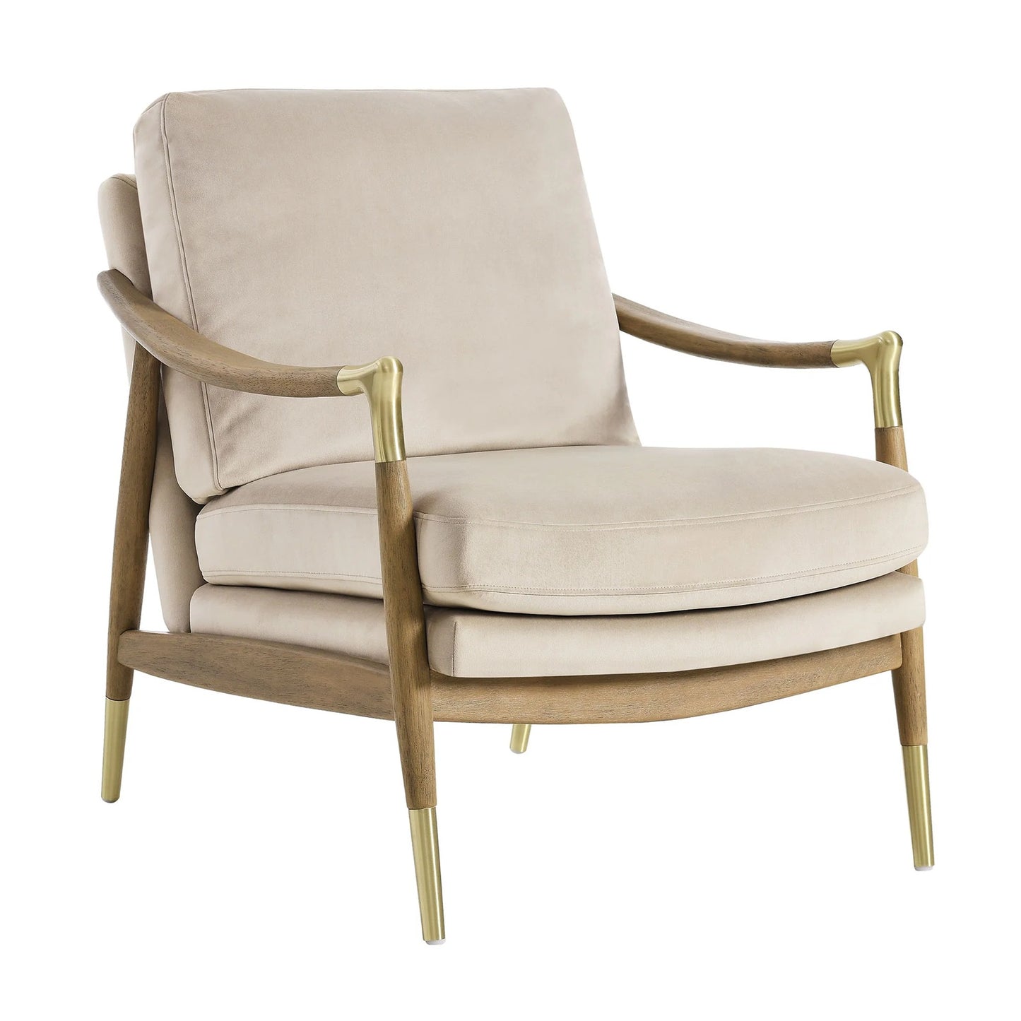 Rollins Velvet Armchair, Almond