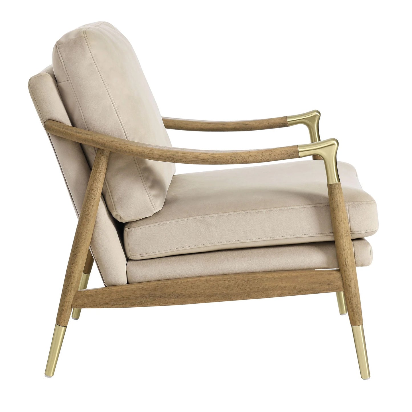 Rollins Velvet Armchair, Almond