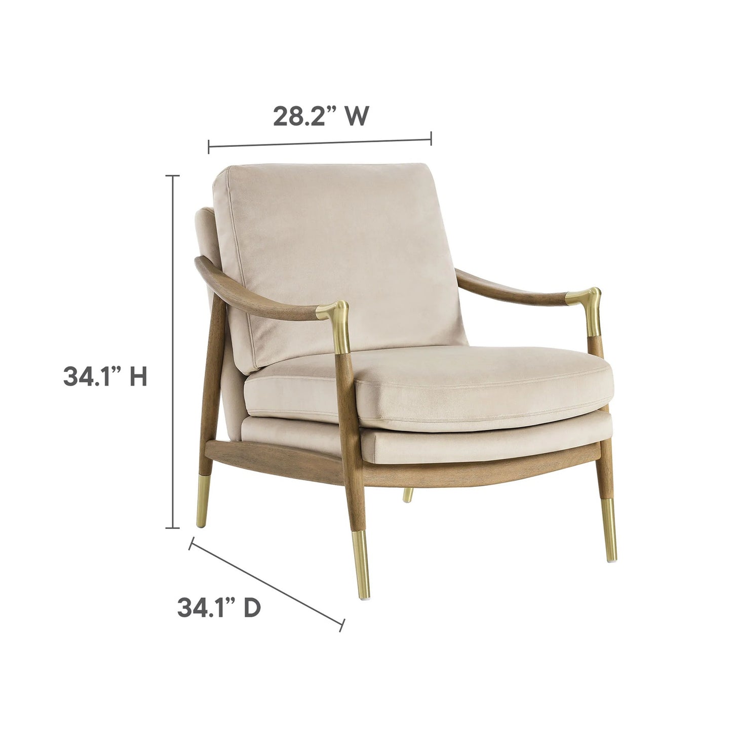 Rollins Velvet Armchair, Almond