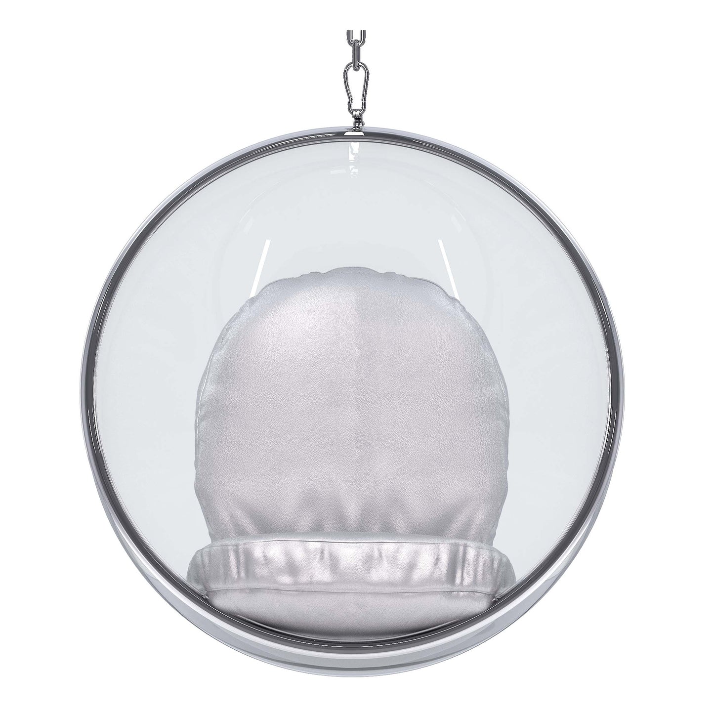 Hanging Bubble Chair, Silver Cushions