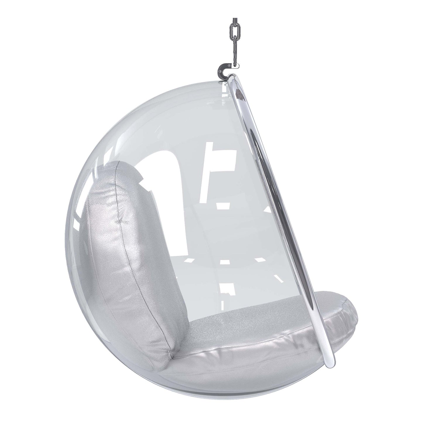 Hanging Bubble Chair, Silver Cushions