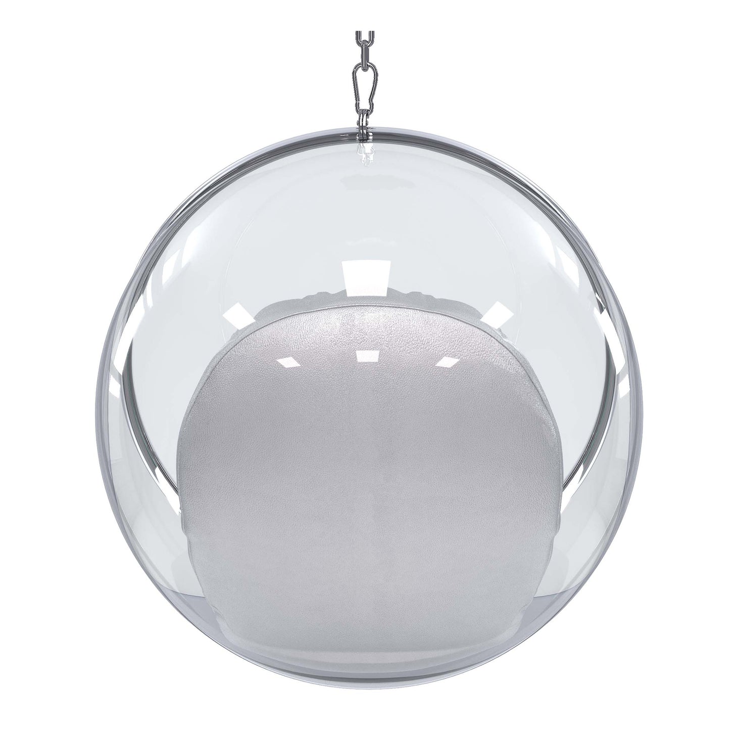 Hanging Bubble Chair, Silver Cushions