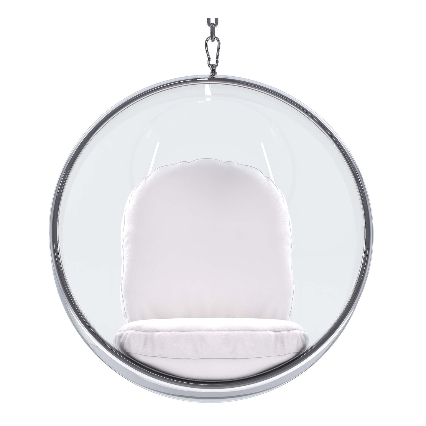 Hanging Bubble Chair, White Cushions
