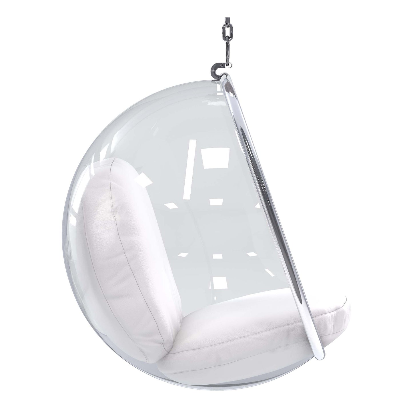 Hanging Bubble Chair, White Cushions