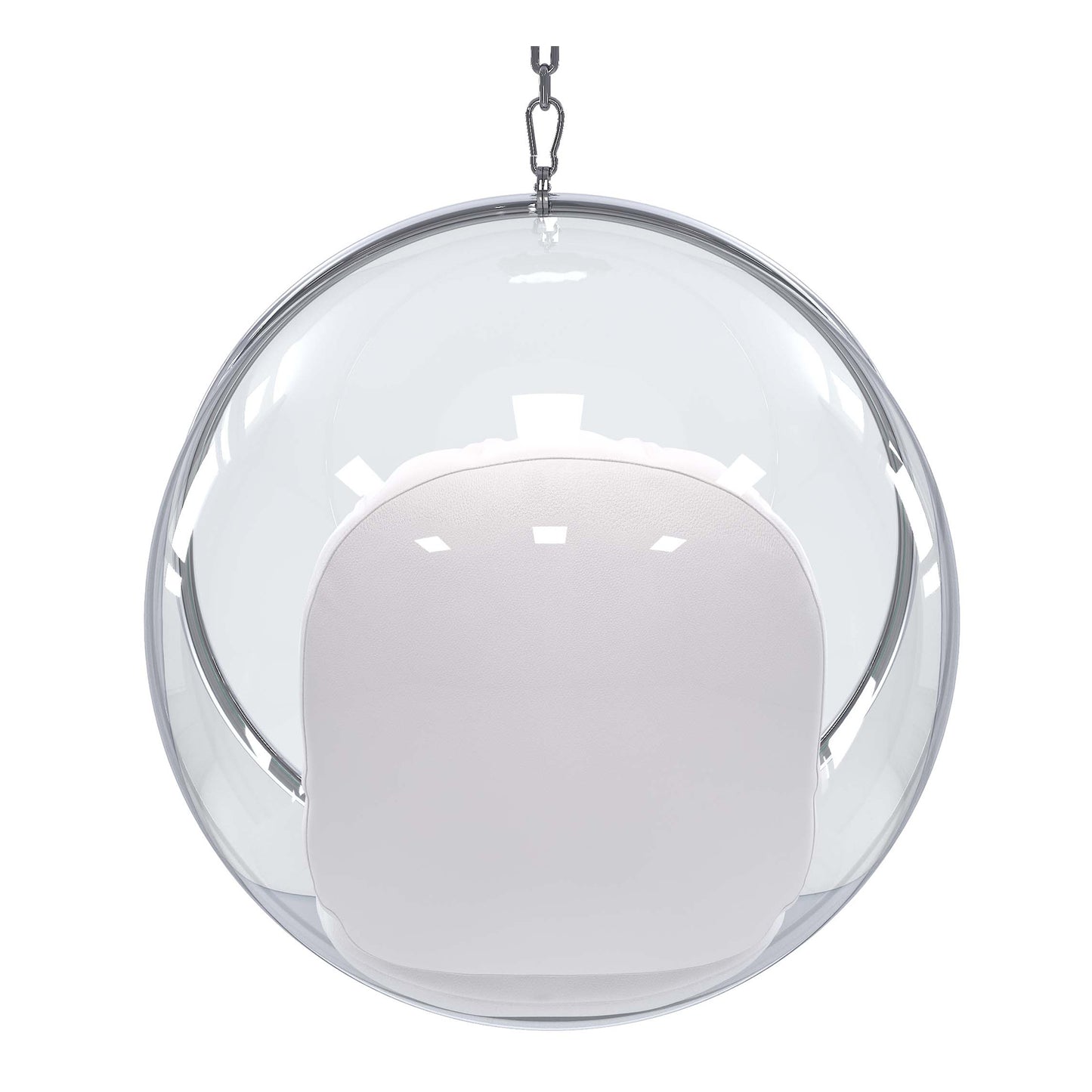 Hanging Bubble Chair, White Cushions