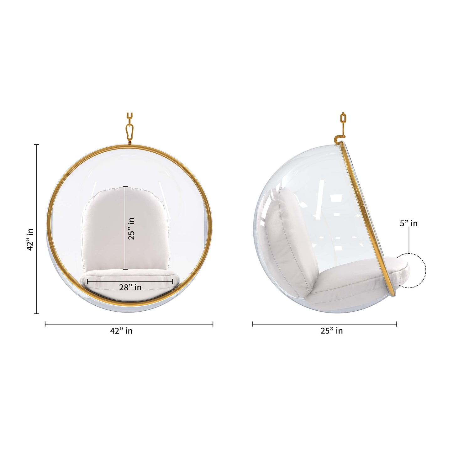 Hanging Bubble Chair, Gold Special Edition