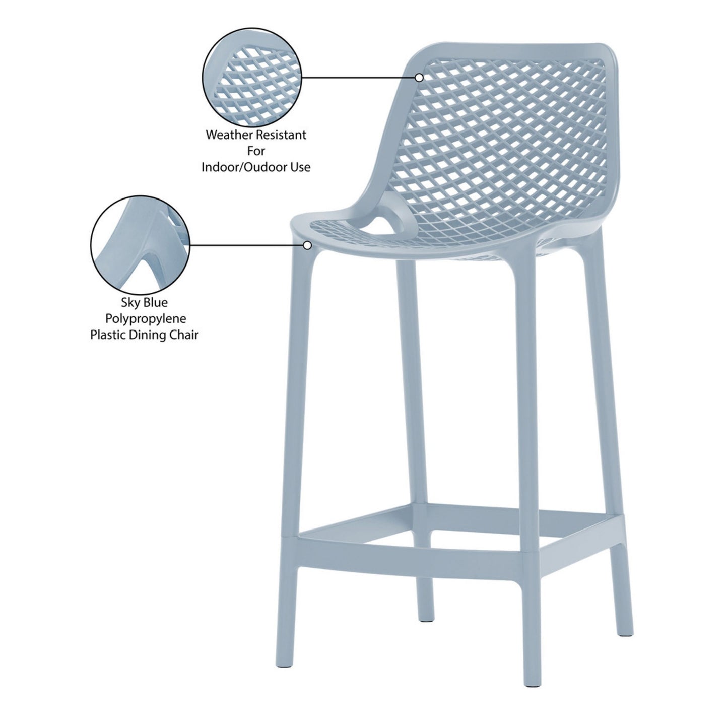 Nami Bar Stool, Light Blue