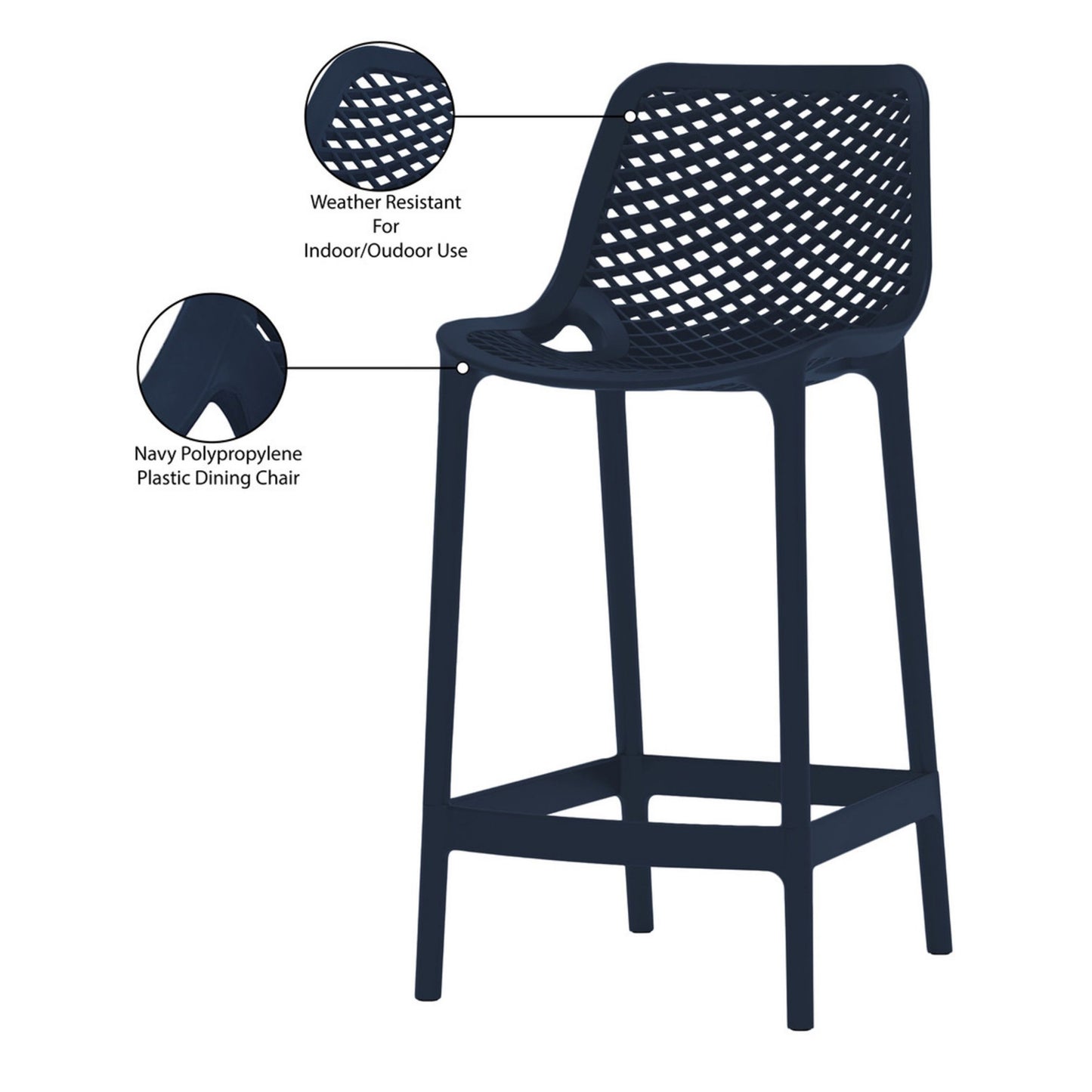 Nami Bar Stool, Navy Blue