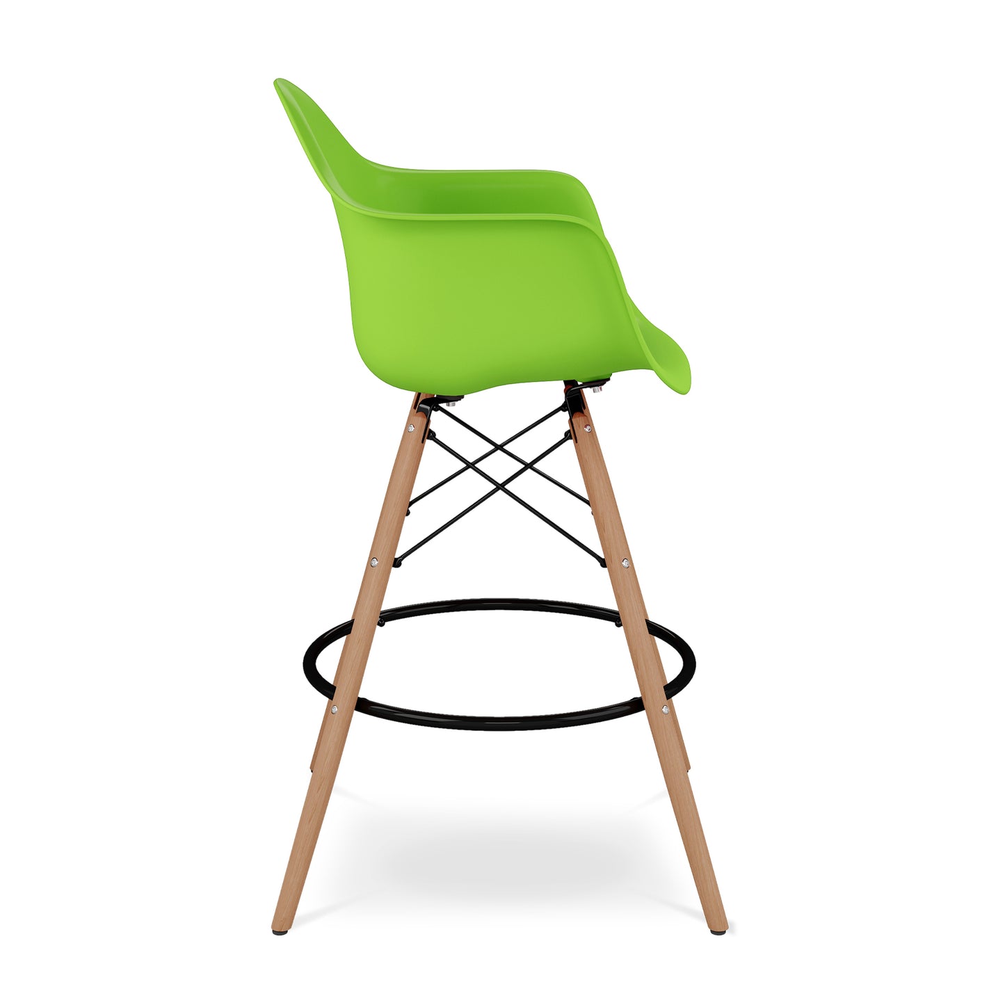 Eiffel Counter Stool With Arms, Green
