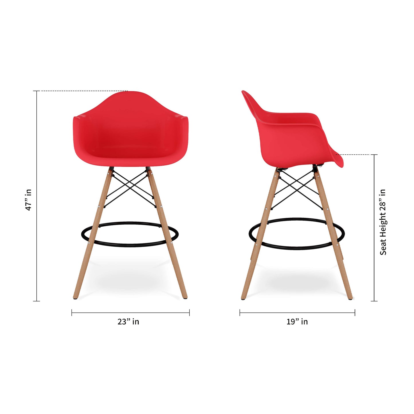 Eiffel Counter Stool With Arms, Red