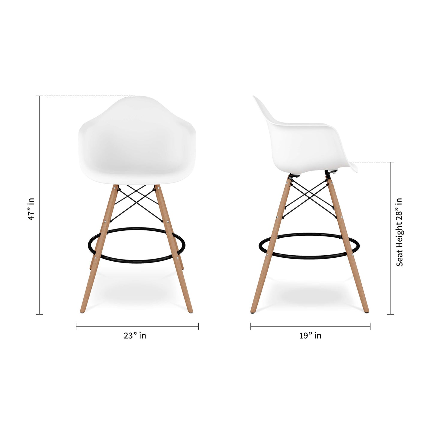 Eiffel Counter Stool With Arms, White