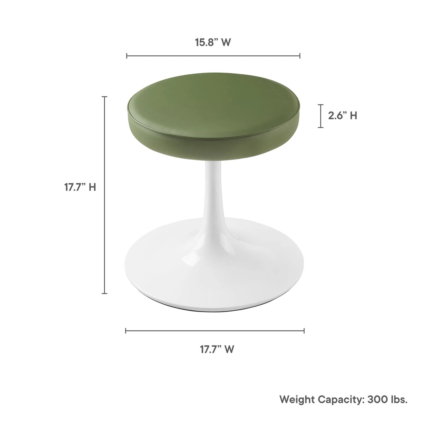 Rose Stool, Green Leather