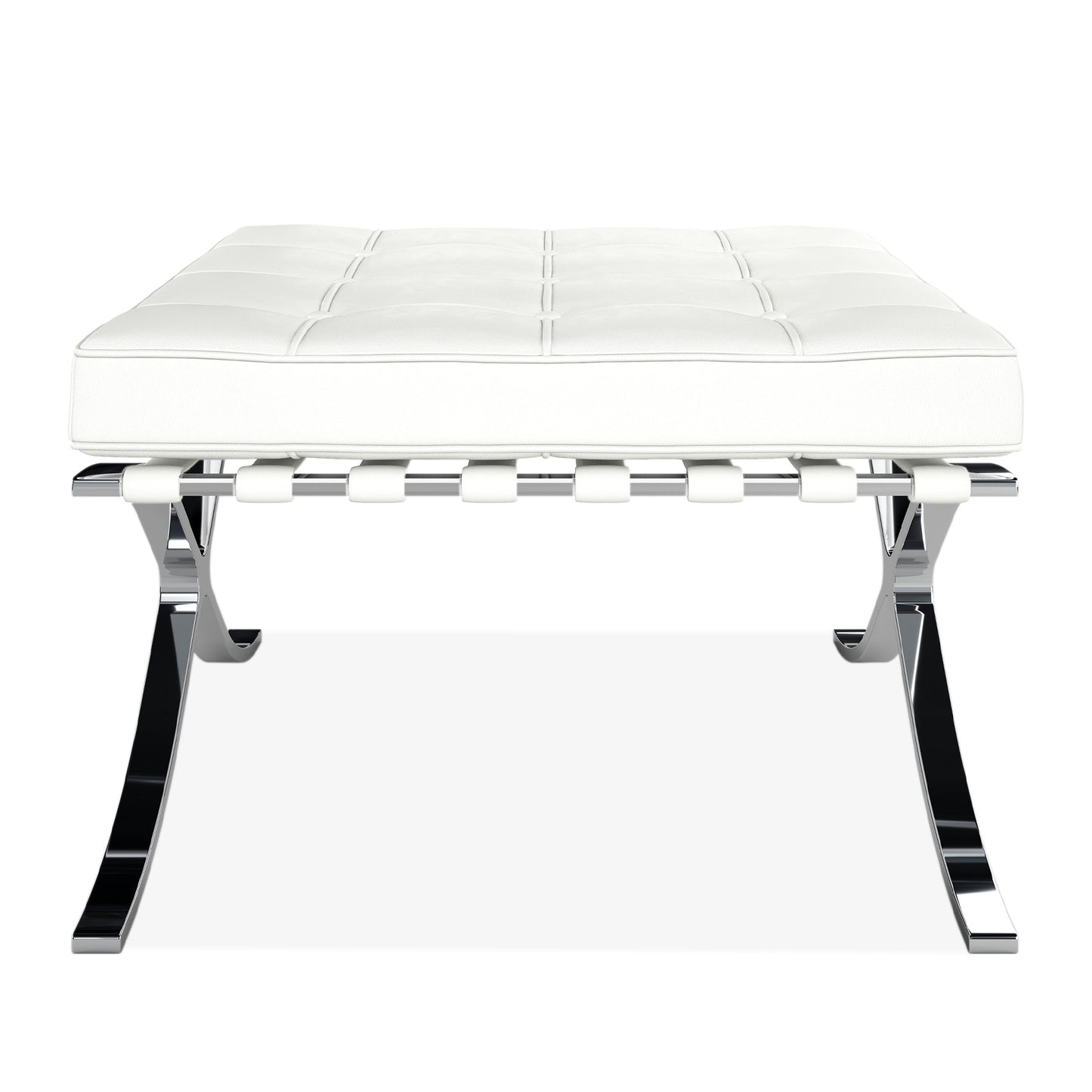 Pavilion Stool, White Italian Leather