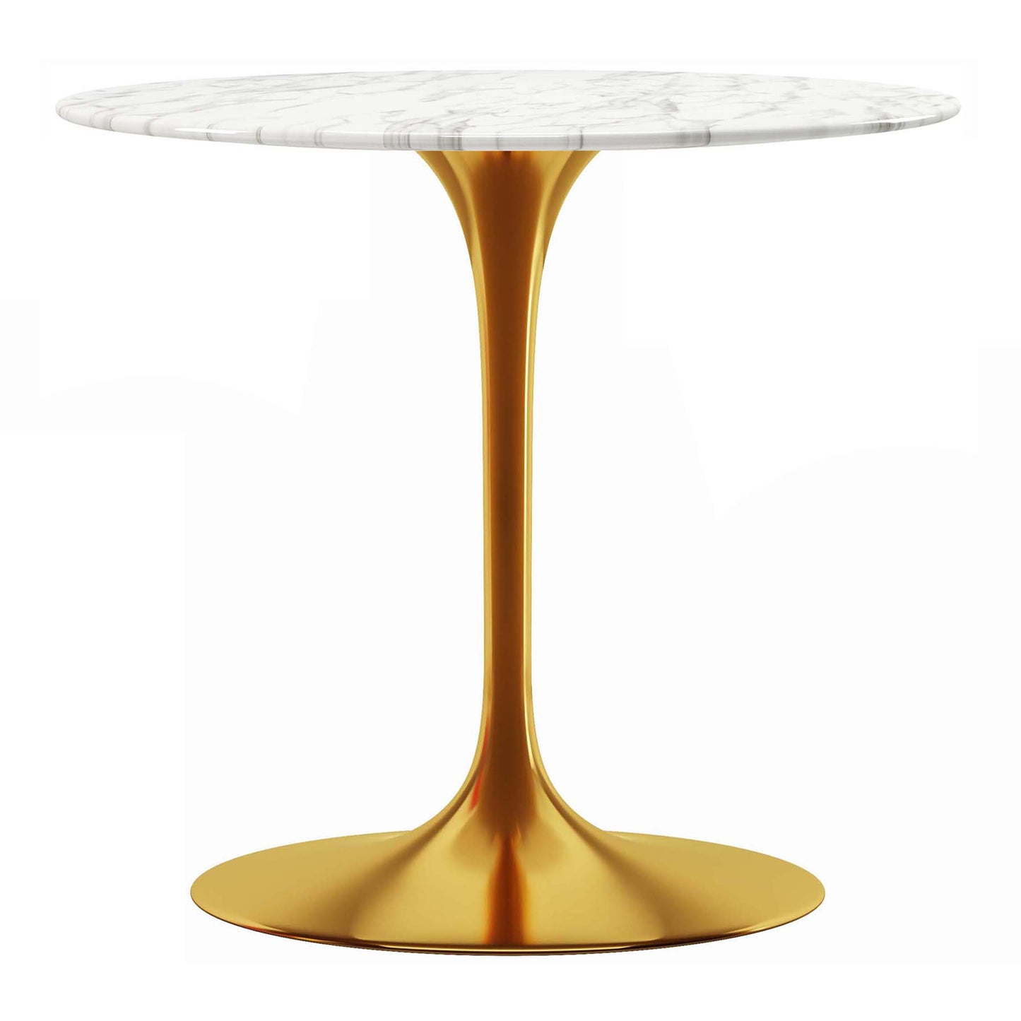 Tulip Marble Dining Table - 32" Round, Gold Base