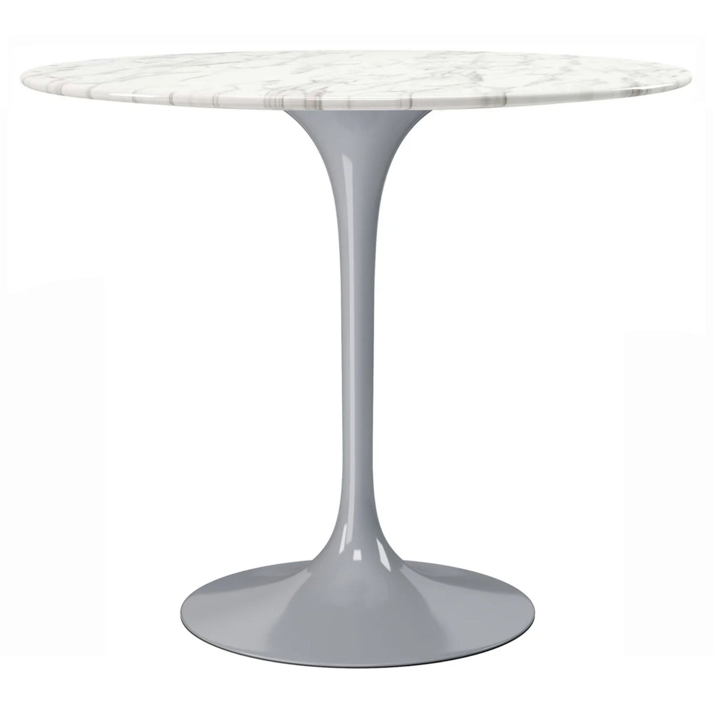 Tulip Marble Dining Table - 32" Round, Gray Base