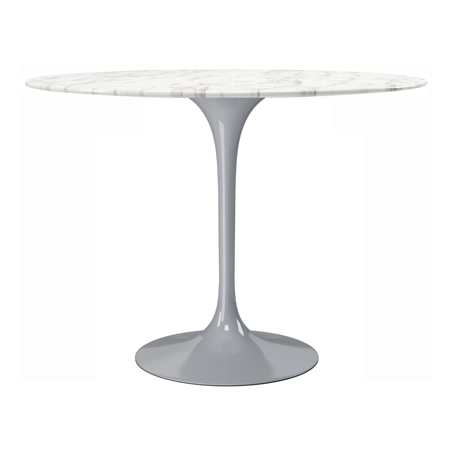 Tulip Marble Dining Table - 40" Round, Gray Base