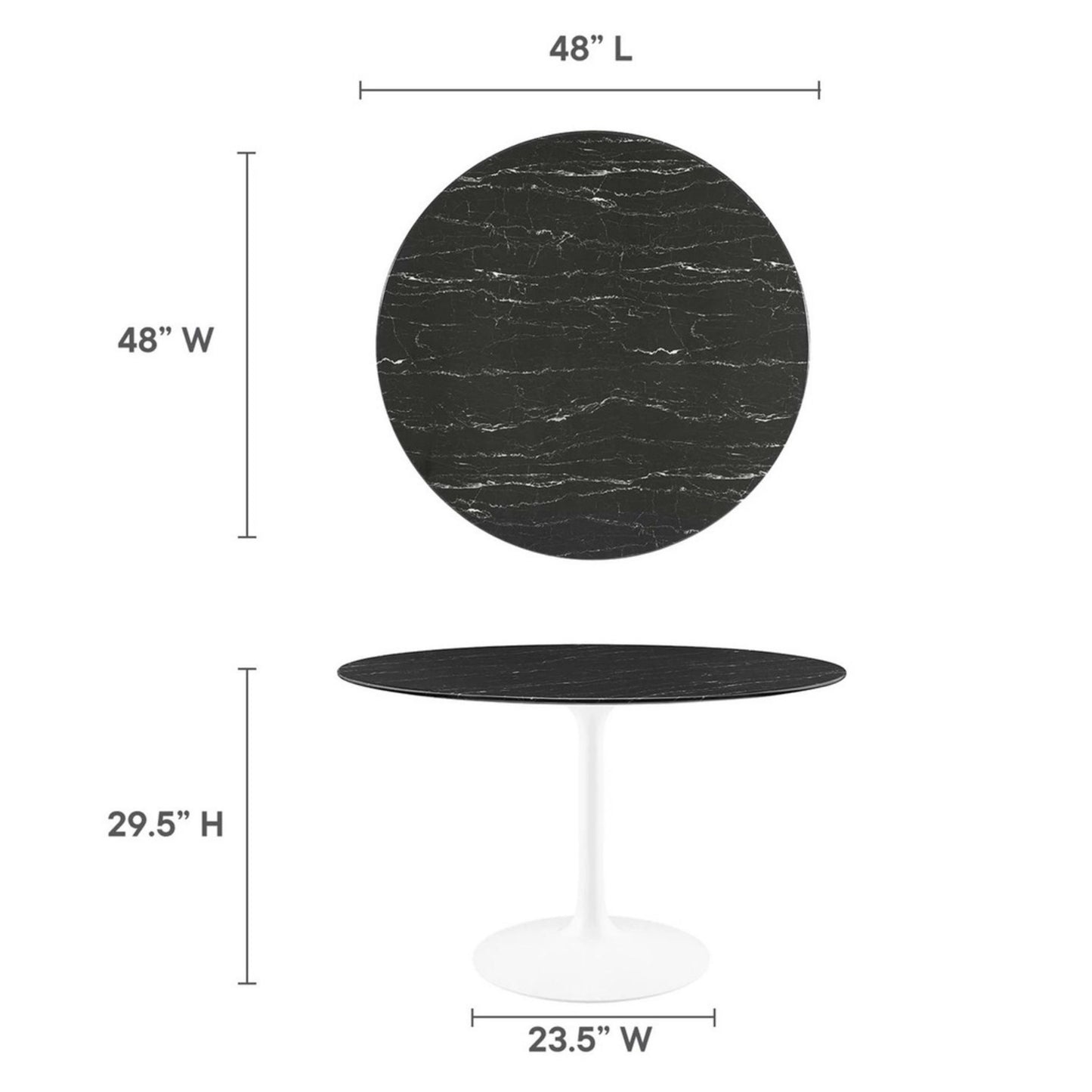 Tulip Marble Dining Table - 48" Round White Base