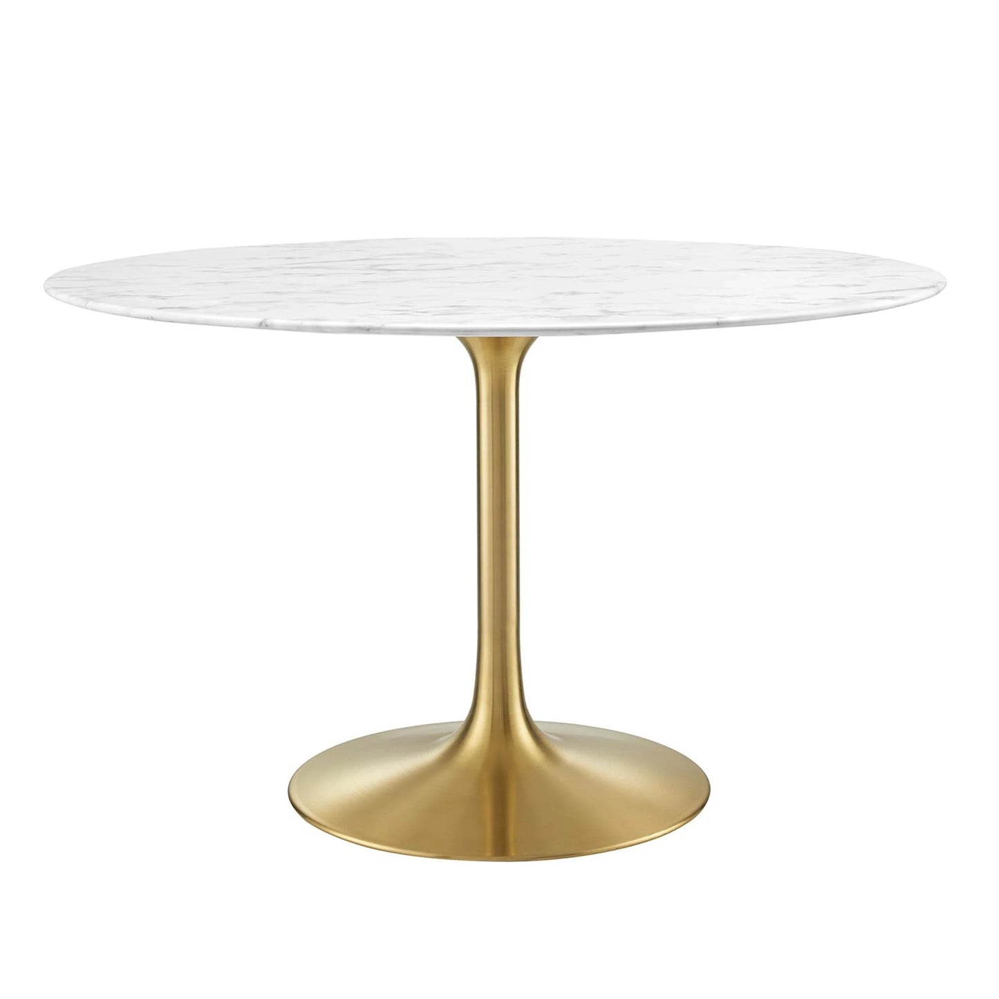 Tulip Marble Dining Table - 48" Round, Gold Base
